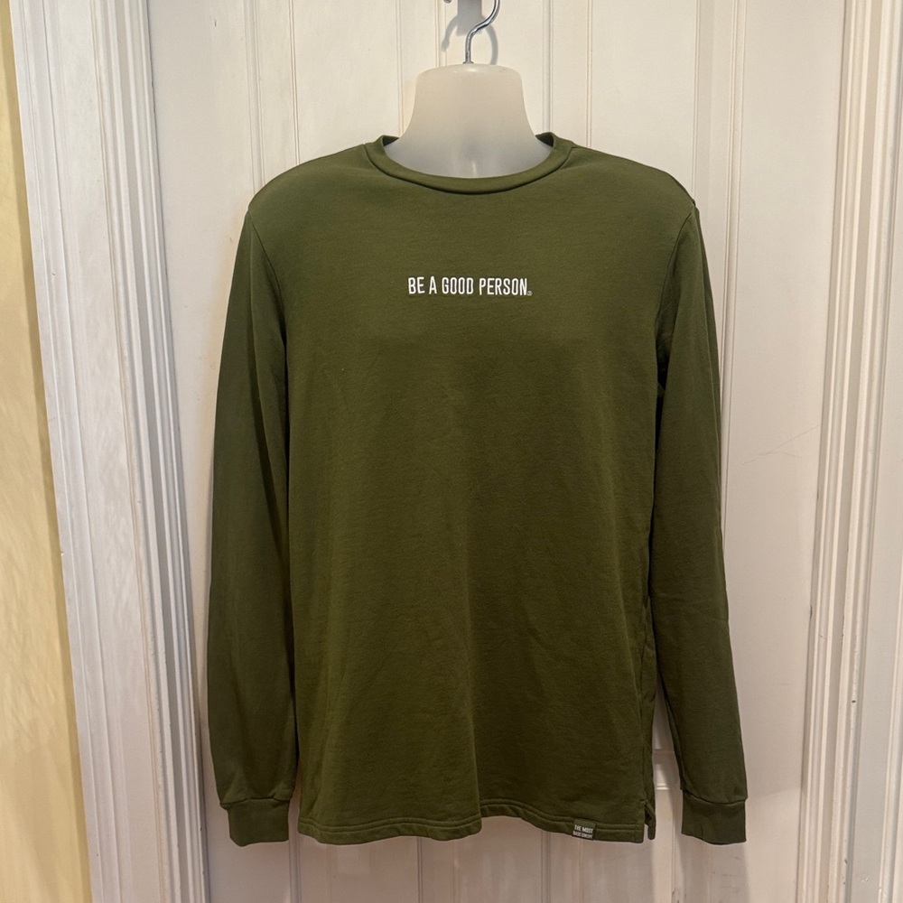 Be a good person olive green sweatshirt